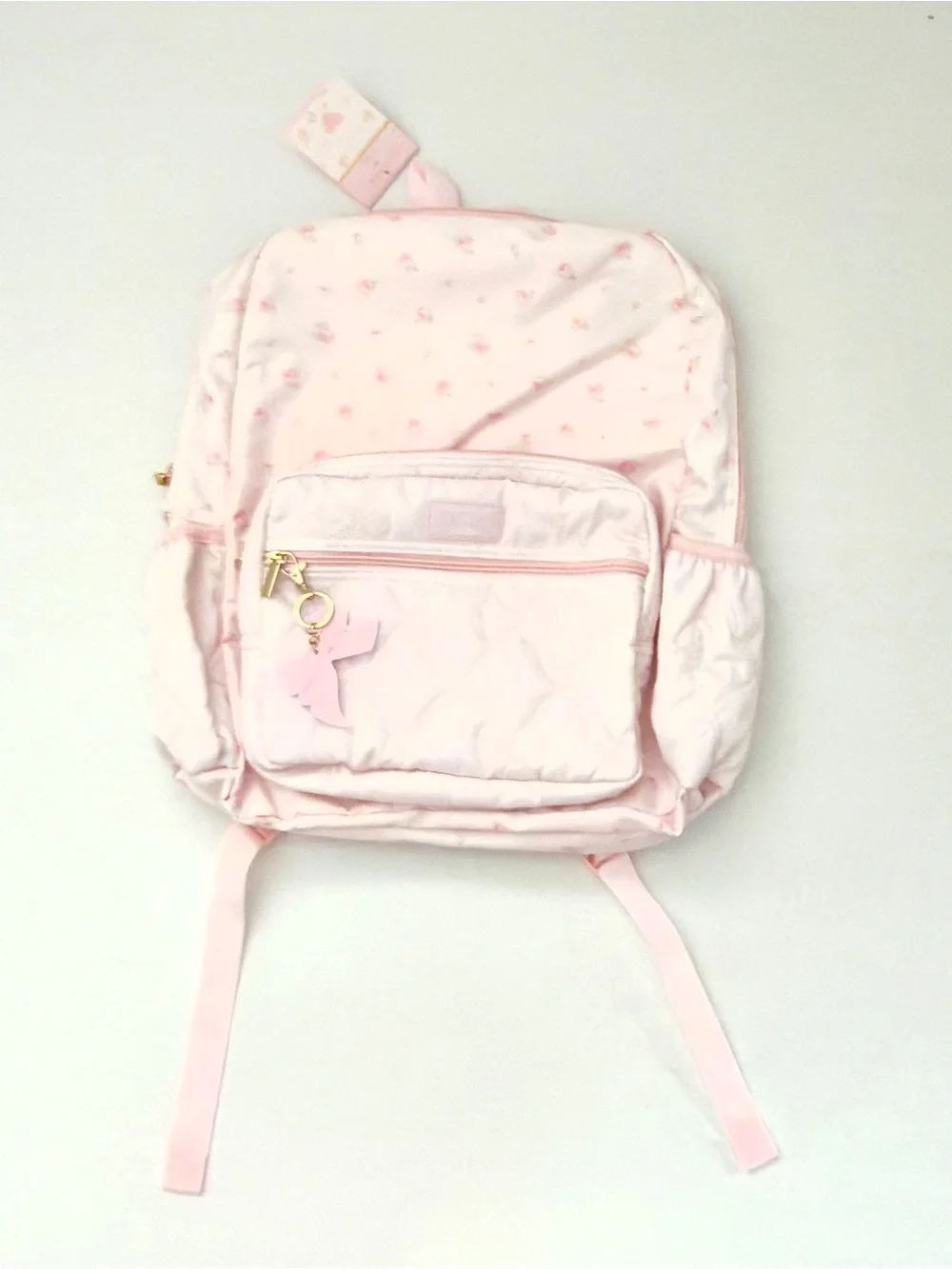 LoveShackFancy x Target Light Pink Kids Floral Backpack with Bow Charms